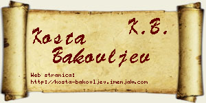Kosta Bakovljev vizit kartica